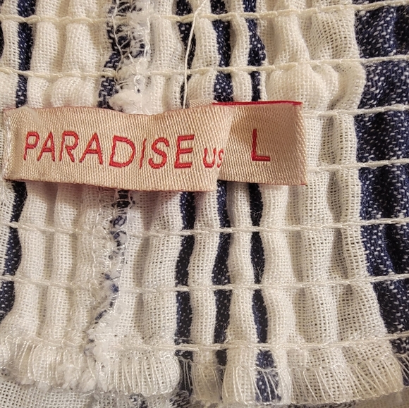 PARADISE USA draw string elastic waist striped Boho  pants. - Picture 3 of 12